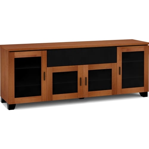 Elba 345 85" TV Stand AV Cabinet in American Cherry w/ Smoked Glass